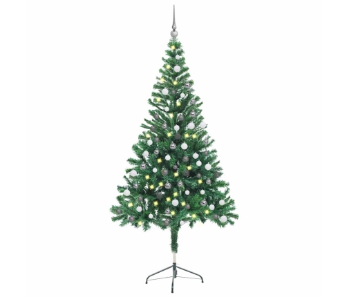 Árbol de Navidad artificial con luces y bolas 380 ramas 150 cm