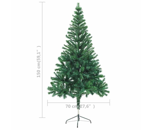 Árbol de Navidad artificial con luces y bolas 380 ramas 150 cm