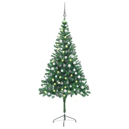 Árbol de Navidad artificial con luces y bolas 564 ramas 180 cm