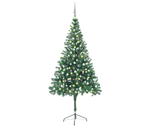 Árbol de Navidad artificial con luces y bolas 910 ramas 210 cm