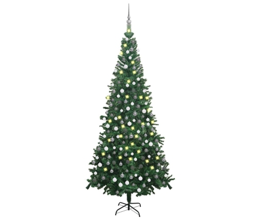 Árbol de Navidad artificial con luces y bolas verde 240 cm