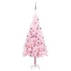 Árbol de Navidad preiluminado con luces y bolas rosa 120 cm