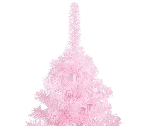 Árbol de Navidad preiluminado con luces y bolas rosa 120 cm