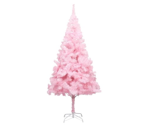 Árbol de Navidad preiluminado con luces y bolas rosa 240 cm