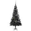 Árbol de Navidad preiluminado con luces y bolas negro 120 cm