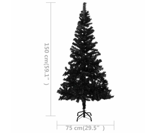 Árbol de Navidad preiluminado con luces y bolas negro 150 cm