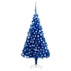 Árbol de Navidad preiluminado con luces y bolas azul 120 cm