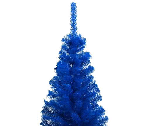 Árbol de Navidad preiluminado con luces y bolas azul 120 cm