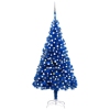 Árbol de Navidad preiluminado con luces y bolas azul 210 cm