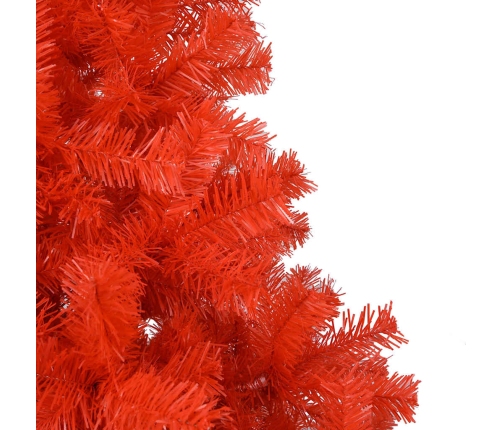 Árbol de Navidad preiluminado con luces y bolas rojo 150 cm