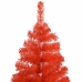 Árbol de Navidad preiluminado con luces y bolas rojo 150 cm