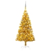 Árbol de Navidad preiluminado con luces y bolas dorado 120 cm