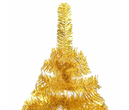 Árbol de Navidad preiluminado con luces y bolas dorado 120 cm