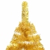 Árbol de Navidad preiluminado con luces y bolas dorado 120 cm