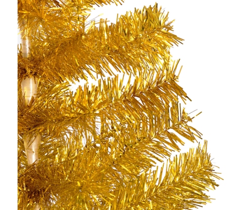 Árbol de Navidad preiluminado con luces y bolas dorado 120 cm