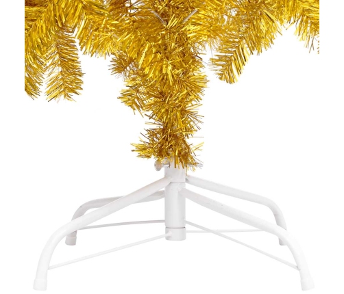 Árbol de Navidad preiluminado con luces y bolas dorado 120 cm