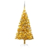 Árbol de Navidad preiluminado con luces y bolas dorado 150 cm