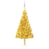 Árbol de Navidad preiluminado con luces y bolas dorado 180 cm