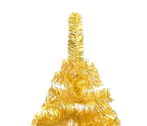 Árbol de Navidad preiluminado con luces y bolas dorado 180 cm