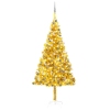 Árbol de Navidad preiluminado con luces y bolas dorado 210 cm