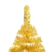 Árbol de Navidad preiluminado con luces y bolas dorado 210 cm