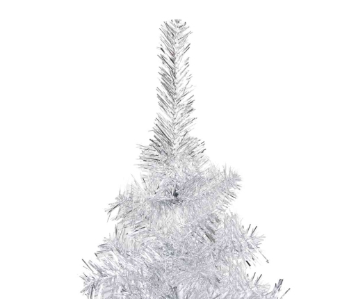 Árbol de Navidad preiluminado con luces y bolas plateado 150 cm