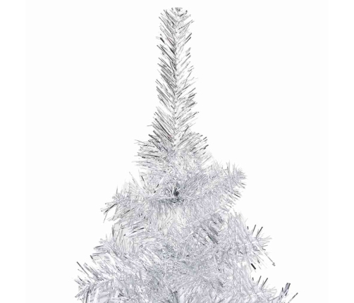 Árbol de Navidad preiluminado con luces y bolas plateado 240 cm