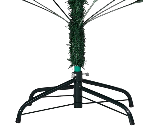 Árbol de Navidad preiluminado con luces y bolas verde 120 cm