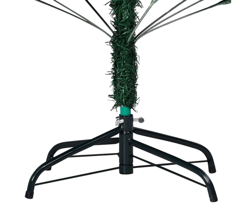 Árbol de Navidad preiluminado con luces y bolas verde 180 cm