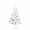 Árbol de Navidad preiluminado con luces y bolas blanco 120 cm