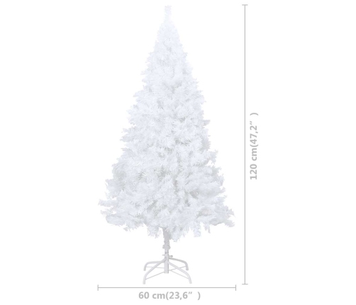 Árbol de Navidad preiluminado con luces y bolas blanco 120 cm