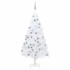 Árbol de Navidad preiluminado con luces y bolas blanco 180 cm