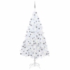 Árbol de Navidad preiluminado con luces y bolas blanco 210 cm