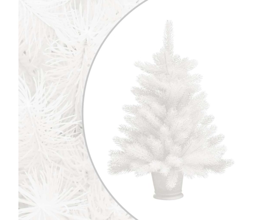 Árbol de Navidad preiluminado con luces y bolas blanco 65 cm