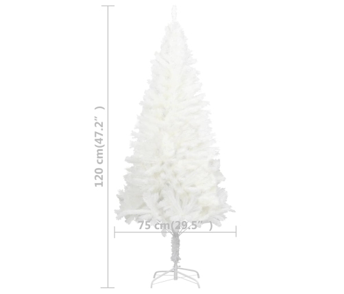 Árbol de Navidad preiluminado con luces y bolas blanco 120 cm