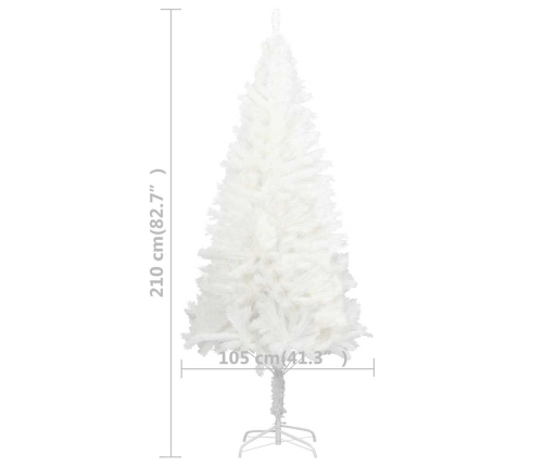 Árbol de Navidad preiluminado con luces y bolas blanco 210 cm