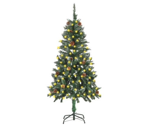 Árbol de Navidad artificial iluminado con luces y piñas 150 cm