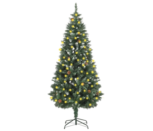 Árbol de Navidad artificial iluminado con luces y piñas 180 cm