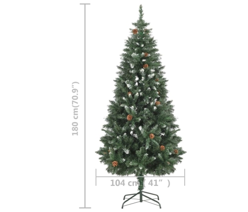 Árbol de Navidad artificial iluminado con luces y piñas 180 cm