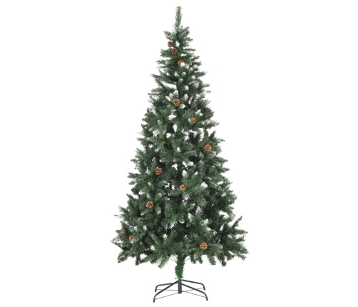 Árbol de Navidad artificial iluminado con luces y piñas 210 cm