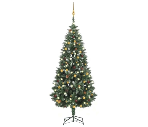 Árbol de Navidad preiluminado con luces y bolas 180 cm