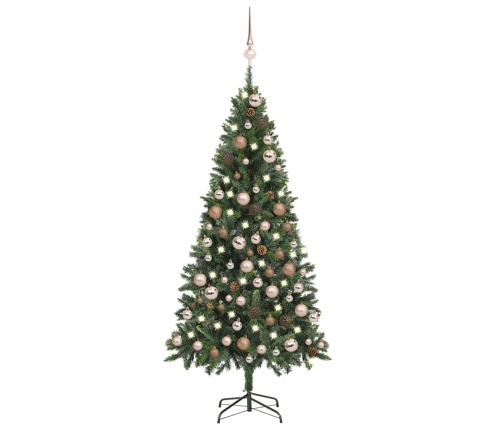 Árbol de Navidad helado con luces, bolas y piñas 180 cm