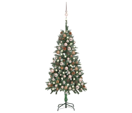 Árbol de Navidad helado con luces, bolas y piñas 150 cm