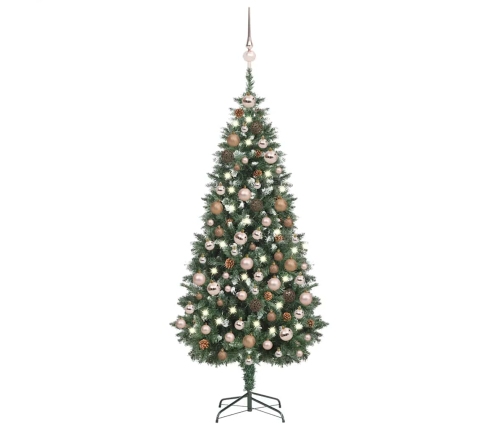 Árbol de Navidad artificial con LED, bolas y piñas 180 cm