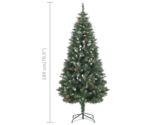 Árbol de Navidad artificial con LED, bolas y piñas 180 cm