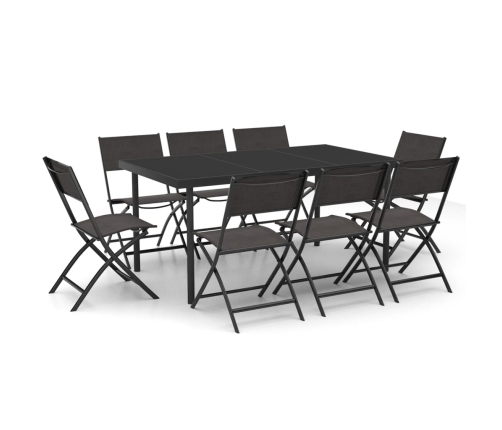 Juego de comedor para jardín 9 piezas acero