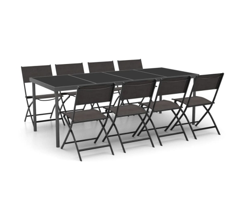 Juego de comedor de jardín 9 piezas acero