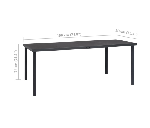 Juego de comedor de jardín 9 piezas acero
