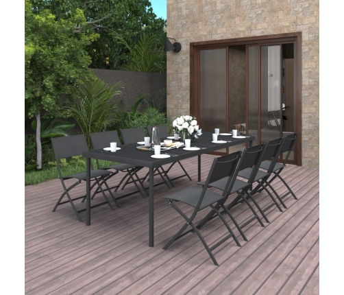 Juego de comedor de jardín 9 piezas acero