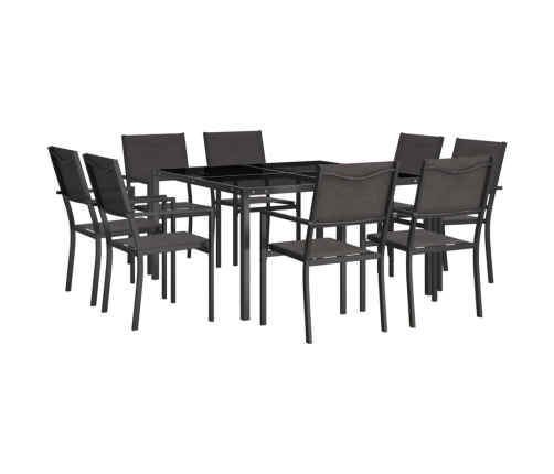 Juego de comedor de jardín 9 piezas acero